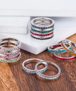 Kate Bissett Stylish Birthstone Stackables Swarovski Crystal Eternity Bands Amethyst -February 6 14 81FSnhNj L