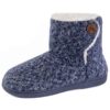 ULTRAIDEAS Women's Camber Fleece Bootie Slipper with Memory Foam 5-6 Navy Blue 17 81FU7Am421L