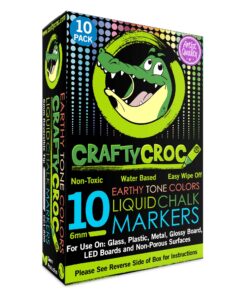Crafty Croc Liquid Chalk Markers, 10 Pack Earth Colors, Chalk Ink Pens, Medium Tip 6mm 10 Pack Earth Tone Bold (6mm) 27 81FWDa39sQL