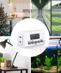 BN-LINK Digital Timer Outlet Indoor,24 Hour Light Timer Easy Programmable,Mini 2 Prong Plug in Timers for Electrical Outlets,Lamps,Fans,2 On/Off Programs,2 Pack,15A/1875W 19 81FXa4r796L