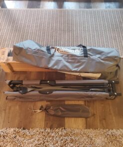 Coleman Pack-Away Camping Cot with Removable Side Table, Extra Wide Cot Fits Adults up to 6ft 6in or 300lbs, Carry Bag Included Grey 34 81FYmxsEqlL