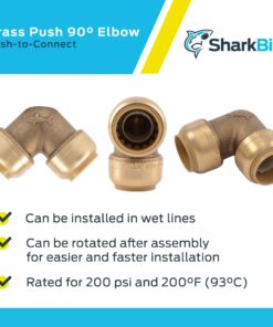 SharkBite 3/4 Inch 90 Degree Elbow, Push to Connect Brass Fitting, PEX Pipe, Copper, CPVC, PE-RT, HDPE, U256LFA 3/4 in. 9 81FYs6JHKYL