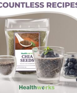 Healthworks Chia Seeds Raw (32 Ounces / 2 Pounds) | Premium & All-Natural | Contains Omega 3, Fiber & Protein | Great with Shakes, Smoothies & Oatmeal Chia Seed 2 Pound (Pack of 1) 28 81FacFlWxL