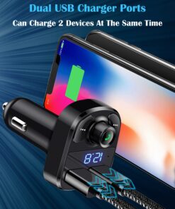 Handsfree Call Car Charger,Wireless Bluetooth FM Transmitter Radio Receiver,Mp3 Audio Music Stereo Adapter,Dual USB Port Charger Compatible for All Smartphones,Samsung Galaxy,LG,HTC,etc. 37 81Falan9sYL