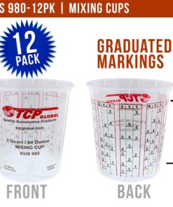 Alternative view of Custom Shop - Pack of 12-64 Ounce Graduated Paint Mixing Cups (2 Quarts) - Cups Have Calibrated Mixing Ratios on Side of Cup - Cups Hold 80-Fluid Ounces