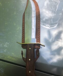 SZCO Supplies 15” Classic Wood Handle Carbon Steel Bowie Blade Outdoor Survival Knife,Brown/Brass 74 81FdRtyErGL