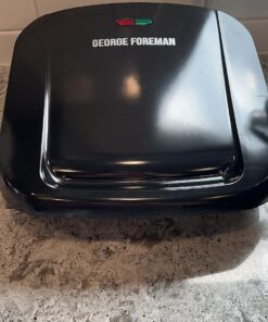 George Foreman 4-Serving Removable Plate Electric Grill and Panini Press, George Tough Non-Stick Coating, Drip Tray Catches Grease, Black 38 81FeP9eCDDL