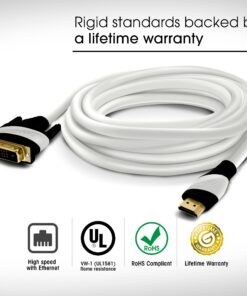 6 Ft HDMI to DVI Cable, GearIT HDMI to DVI 6 FT High Resolution 1080P CL2 Rated High Speed Bi-Directional HDMI to DVI Cable, Black 6 Feet 10 81Fev0OargL