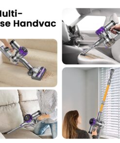 UMLo Cordless Vacuum Cleaner, 300W 28Kpa Powerful Stick Vacuum with LED Display, Rechargeable Cordless Vacuum Max 55Min Runtime, Free-Standing, Vacuum Cleaners for Home Carpet Hard Floor Pet Hair Lilac 13 81FfBRcOMbL