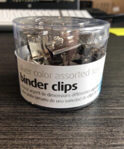 Officemate Silver Binder Clips, Assorted Sizes, 30/Tub (31021) 31 81FfGMGaI2L