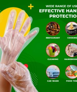 Disposable PE Plastic Clear Gloves, BPA, Rubber, Latex Free, For Safe Cooking Prep, Kitchen Preparation, And Food Serving And Service, Disposal Cleaning Poly/Polyethylene Gloves Size Large Box of 500 16 81Fg7IWXppL