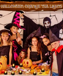 Retisee 100 Pcs Halloween Tea Light Flameless LED Candle Lights Bulk Battery Operated Votive Flickering Led Candles for Halloween Party, Fall Home Decor (Black,1.4'' x 1.4'' x 1.6'') 1.4'' x 1.4'' x 1.6'' Black 9 81Fgtq0DiOL