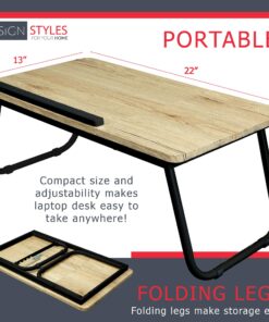 Black Folding Laptop Lap Desk - Wooden Work Table and Stand for Couch, Bed and Sofa Computer Use - Folding Legs, Adjustable Tilt - Use as Reading and Breakfast Tray - by Designstyles Black 18 81FgzYN3m4L