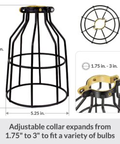 Newhouse Lighting WLG1B Ca Metal Guard for Ceiling Fan, Pendant String Light and Vintage Lamp Shades/Cover, Industrial Wire Fixture Iron Bird Cage, 1 Count (Pack of 1), Black 1 Count (Pack of 1) 22 81Fi7dtkJlL 1