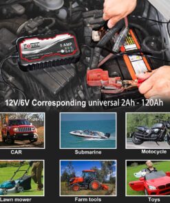 FOVAL 5A Smart Car Battery Charger, 6V and 12V Battery Charger Automotive, Battery Maintainer, Trickle Charger for Motorcycle, Float Charger for Cars, Trucks, SUVs, Boat, Lawn Mower, RV, ATV 15 81Fir9SDiXL