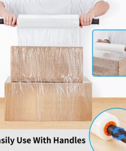 JARLINK Stretch Film, 80 Gauge,15 Inch x 1000 Feet Shrink Wrap for Pallet Wrap, Industrial Strength Stretch Wrap up to 800% Stretch with Handles, Moving Wrapping Plastic Roll, 2 Pack 18 81Fl8IYTF0L