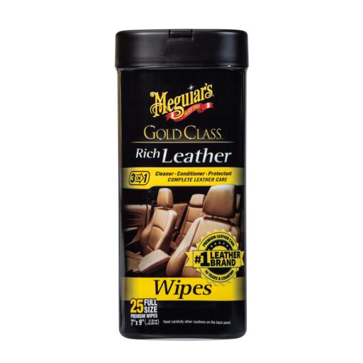 Meguiar's G10900 Gold Class Rich Leather Wipes, 25 Wipes 1