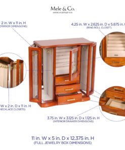 Mele and Co. Richmond Wooden Jewelry Box (Walnut Finish), Medium 12 81FowzF HNL