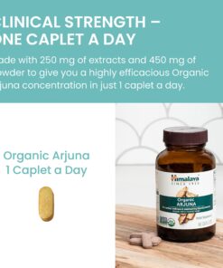 Himalaya Organic Arjuna Herbal Supplement, Cardiovascular Support, Blood Pressure Maintenance, Heart Health, USDA Certified Organic, Non-GMO, Vegan, 700 mg, 60 Plant-Based Caplets, 60 Day Supply 1 15 81Fp4m0pLIL