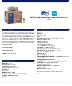 Tork Industrial Paper Wiper Blue, Handy Box W7 4-Ply, 1 x 180 Feet, 13247501 11 81FpZPZ 3KL