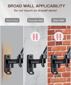 HUANUO Ultrawide Monitor Wall Mount for up to 34 35 inch Flat Curved Screens, Single Wall Mount Monitor Arm Holds 26lbs Max, Height Adjustable Full Motion Gas Spring Vesa Mount, Max 200x200mm, HNWSS4 32 81Fq2uegpEL