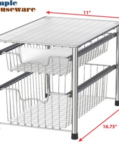 Simple Houseware Stackable 2 Tier Sliding Basket Organizer Drawer, Chrome 2-Tier 25 81FqqYdITL