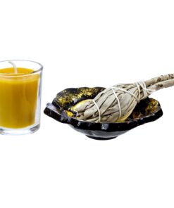 Alternative view of Premium Starter Kit with Rose Dish, Palo Santo, California White Sage, and Hand Poured Beeswax Votive