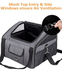 Pettom Dog Car Seat Pet Car Booster Seat Carrier Airline Approved for Dog Cat Puppy Small Animal Travel Cage (Gray-1, Small-Hold Pet up to 13lb) Gray-1 17 81FxYW LRiL
