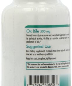 Nutricology Ox Bile 500 mg - Fat Digestion, Liver, Metabolic, GI Support - 100 Vegicaps 15 81G 8Ob6M5L