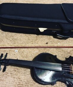 Mendini By Cecilio Violin For Kids & Adults - 4/4 MV Metallic Black Violins, Student or Beginners Kit w/Case, Bow, Extra Strings, Tuner, Lesson Book - Stringed Musical Instruments 4/4 (Full Size) 20 81G rOmauL