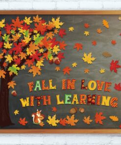 123 PCS Fall Classroom Tree Decorations Maple Leaves Bulletin Board Cutouts Fall in Love with Learning Decors Autumn Party Supplies with Glue Points for School Blackboard Chalkboard 10 81G ugshVdL