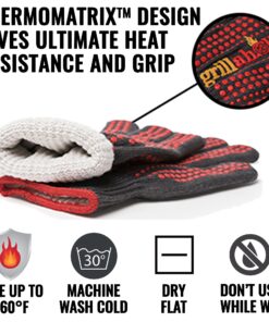 Grillaholics Barbecue Gloves, Top Cooking Gloves in Barbeque Grilling Accessories, 660°F Heat Resistant with ThermoMatrix™ Silicone, Protect Your Hands with BBQ Oven Mitts 14 81G1klTQC1L