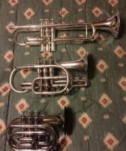 Mendini MPT Brass Bb Pocket Trumpet + Tuner, Case, Mouthpiece, & More (Nickel Plated) Nickel Plated 28 81G3aWu1E7L 1