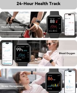 ENOMIR Smart Watch for Men Women(Answer/Make Call), Alexa Built-in,Fitness with Heart Rate SpO2 Sleep Monitor 100 Sports 5ATM Waterproof Activity Trackers and Smartwatches iOS&Android Phones Black 25 81G3up6Az3L 1