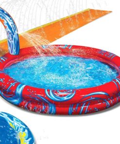 Banzai Cyclone Splash Water Park Outdoor Backyard Inflatable Toy with Sprinkling Slide and Kiddie Pool 16 81G5Rz5yHfL