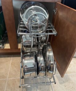 Rev-A-Shelf 2-Tier Kitchen Cabinet Pull Out 12" Cabinet Organizer for Pots, Pans, and Lid Cookware, Adjustable Heavy Duty Wire, Chrome, 5CW2-1222-CR 12 in. 58 81G5lqbDQXL