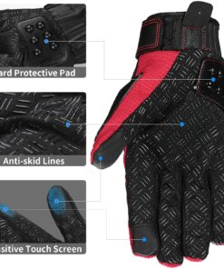 ILM Alloy Steel Touchscreen Bicycle Motorcycle Motorbike Powersports Racing Gloves (L, RED) Model 10C Large 9 81G7NXTZOUS