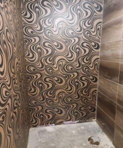 Q QIHANG Modern Abstract Curve 3D Wallpaper Roll Mural Papel De Parede Flocking for Striped Black Brown Color Unpasted Living Room Wall Paper 0.7m x 8.4m=5.88㎡ 40 81G9Sgqr0PL