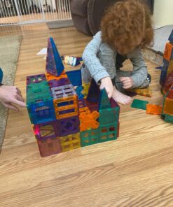 PicassoTiles 180 PCs Magnetic Tile Building Block Deluxe Construction Set with 2 Cars Clear Color Unique Shapes See Through Shape Tiles 3D Playboard Colorful Educational Construction for Kids Ages 3+ 32 81GB0z4T09L