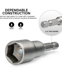 NEIKO 10065A 1/4” Hex Shank Magnetic Power Impact Nut Driver Set |8 Piece Tool Set | Professional Grade Socket Nut Setters| Metric | Sizes 6 to 13 MM | Cr-V Steel Nut Driver Bit 8 Piece 13 81GE3AhbtQL