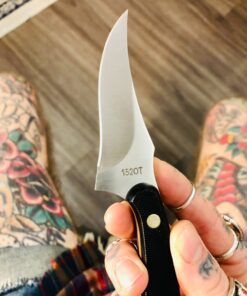 Old Timer 152OT Sharpfinger 7.1in S.S. Full Tang Knife with 3.3in Clip Point Skinner Fixed Blade, Black Sawcut Handle, and Leather Belt Sheath for Hunting, Camping, Skinning, EDC, and Outdoors 57 81GEdHPpNtL