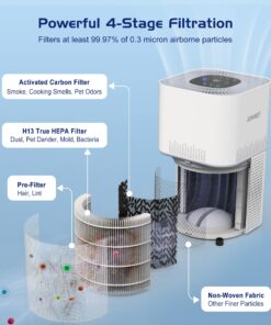 Air Purifiers for Home Large Room up to 1290 Ft², JOWSET H13 True HEPA Filter, Air Purifier for Bedroom with Air Quality Sensor, Quiet Air Cleaners for Home, Allergies, Pet Odor, Dust, Wildfire, Smoke AP303 31 81GG1TrRypL