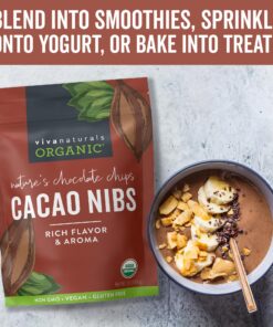 Viva Naturals Organic Cacao Nibs, 1 Lb - Certified Keto and Vegan Superfood, Perfect for Gluten Free Baking, Cacao Nib Smoothies and Healthy Snacks, Premium Criollo Beans, Non-GMO 1 Pound (Pack of 1) 24 81GGfftbJ1L