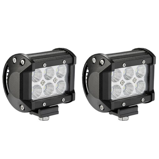 Senlips 18F-C3CR [2 Pack] 18W 4" Pods Flood Off Road Bar 12volt Led Fog Lights Driving Boat Backup Pickup Lamp for Trucks Tractor Jeeps Car Vehicle 18W Flood