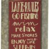 Primitives by Kathy Hand-Lettered Hanging Sign, 7 by 3-Inch, Lake Rules 23 81GJTP JQ2L