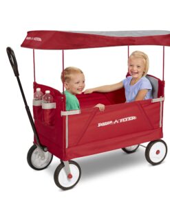 Radio Flyer 3-In-1 EZ Folding, Outdoor Collapsible Wagon for Kids & Cargo, Red Folding Wagon Canopy 59 81GKmM95FrL