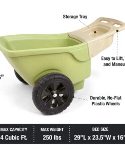 Simplay3 Easy Haul Wheelbarrow with Garden Tool Storage Tray, Durable Heavy-Duty Plastic Wheelbarrow with Large Easy Turn Wheels - Green, Made in USA 9 81GL4kdZMoL