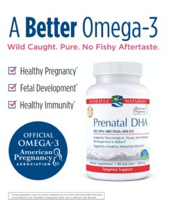 Nordic Naturals Pro Prenatal DHA, Unflavored - 830 mg Omega-3 + 400 IU Vitamin D3-90 Soft Gels - Supports Brain Development in Babies During Pregnancy & Lactation - Non-GMO - 45 Servings 7 81GMKnZv8eL