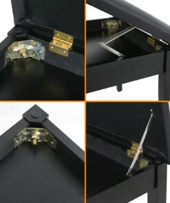 Smartxchoices 22''L Cushion Padded Piano Bench with Storage PU Leather Keyboard Stool Ebony Solid Wooden Seat Black 21 81GPAYmXe3L