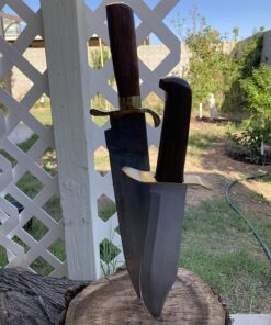 SZCO Supplies 15” Classic Wood Handle Carbon Steel Bowie Blade Outdoor Survival Knife,Brown/Brass 52 81GRL58pdL